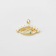 تحميل الصورة إلى عارض المعرض، تميمة عين الشر، قلادة عين مطلية بالذهب عيار 18 قيراطًا من المينا، تميمة لصنع القلائد، قطع مجوهرات S20697