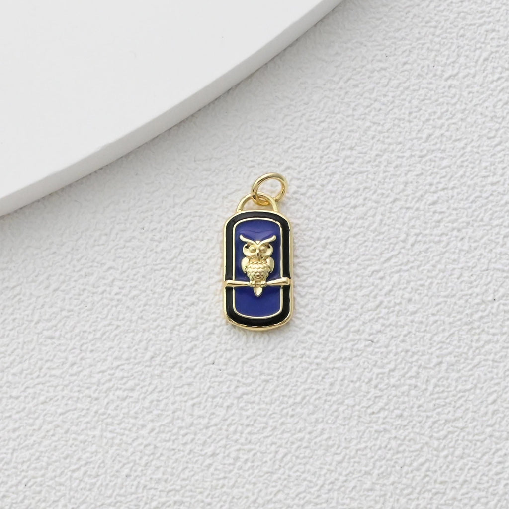 Enamel Card Charms Collections, Evil Eye, Flower Pendant, Owl Pendant , 18K Gold Plated, Necklace Making Charms, Jewelry Findings S1373