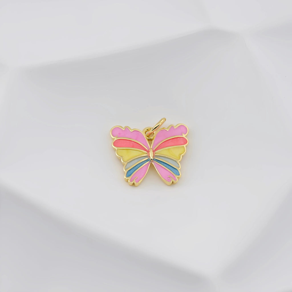 Enamel Butterfly Dangle Pendants, 18K Gold Plated Bird Pendant, Earring Making Charm, Jewelry Findings S20846