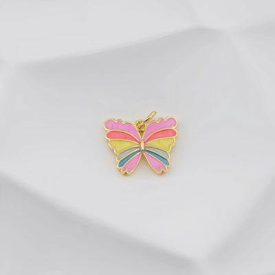 Enamel Butterfly Dangle Pendants, 18K Gold Plated Bird Pendant, Earring Making Charm, Jewelry Findings S20846
