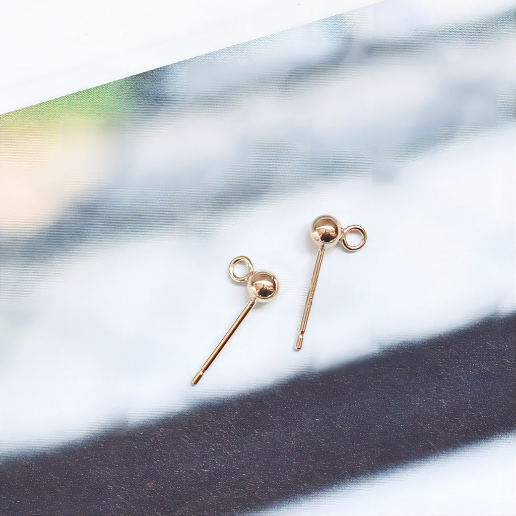 Gold Filled Ball Ear Post With Open Loop, 2mm,3mm,4mm, Nickel Free Earrings, Ear Stud, Hypoallergenic Earring Findings BL003