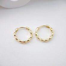 Load image into Gallery viewer, Gold Wavy Hoop Earring, 16mm, 18K Gold Plated Leverback Earrings, Huggie Hoops Earring D0104