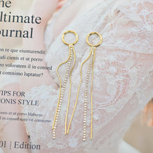 Load image into Gallery viewer, 10pcs Gold Chain Tassel Pendant, Rhinestone Chain Charm, Cubic Zirconia, 18K Gold Plated Earring Chain Pendant, Earring Findings ZX085