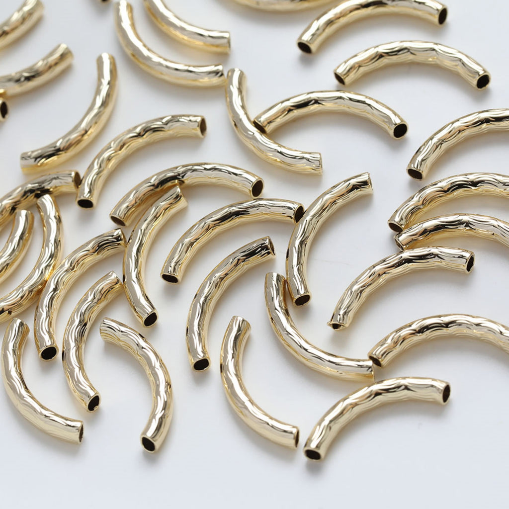 10 cuentas de tubo curvo, cuentas espaciadoras curvas, cuentas de tubo curvo, chapadas en oro/plata de 14 quilates, para hacer pulseras y collares, accesorio de joyería GZ244