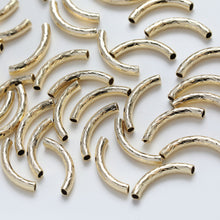 Cargar imagen en el visor de la galería, 10 cuentas de tubo curvo, cuentas espaciadoras curvas, cuentas de tubo curvo, chapadas en oro/plata de 14 quilates, para hacer pulseras y collares, accesorio de joyería GZ244