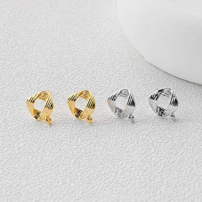 Square Earrings Post With Loop, 18K Gold Plated, Nickel Free, S925 Silver Pin, Ear Stud Hypoallergenic Earring Findings D0469