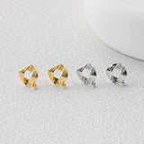 Square Earrings Post With Loop, 18K Gold Plated, Nickel Free, S925 Silver Pin, Ear Stud Hypoallergenic Earring Findings D0469