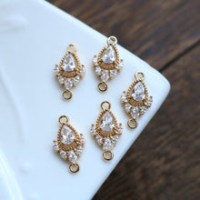 Load image into Gallery viewer, Cubic Zircon Crystal  Teardrop Charms, CZ Earring Charms,14K Gold Plated Teardrop Pendant, Jewelry Findings HL031-F181