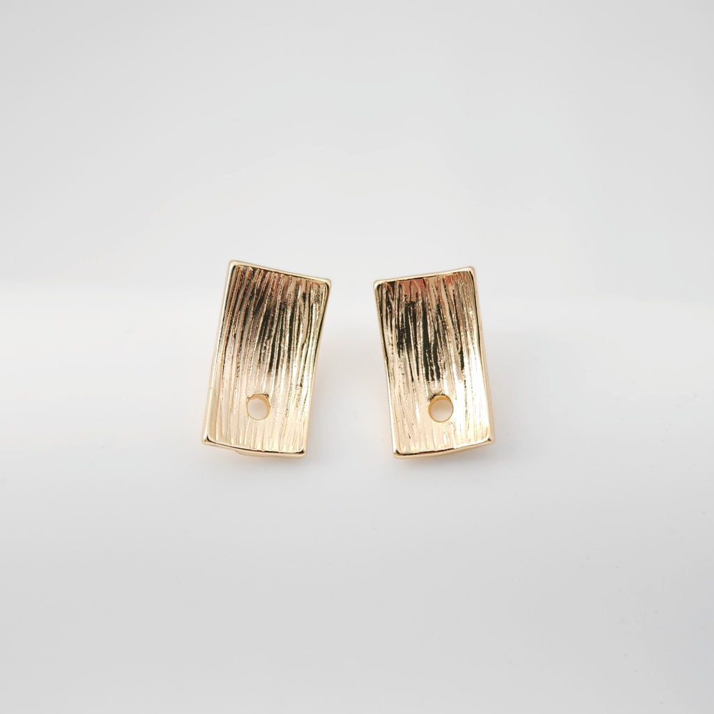Curved Rectangular Ear Post with hole, Nickel Free, 18K Gold/ Silver Plated Stud Earring Finding ZX201