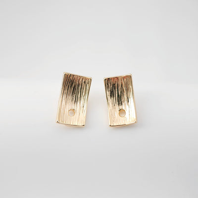 Curved Rectangular Ear Post with hole, Nickel Free, 18K Gold/ Silver Plated Stud Earring Finding ZX201