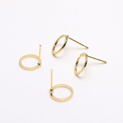 4pcs 14K Gold Round Post With Loop, Openwork Round Stud Earring Nickel Free, 10mm, 12mm, Hypoallergenic Earring Findings Z076