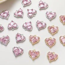 Load image into Gallery viewer, Heart Charms, Pink Cubic Charm,  18K Gold Plated CZ Pave Love Pendant, Necklace Making Pendants, Jewelry Findings ZZ037