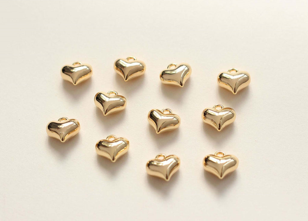 2pcs Gold Heart Charms, 18K Gold Plated, Love Pendant, Necklace Making Pendants, Jewelry Findings GZ311