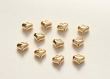 Load image into Gallery viewer, 2pcs Gold Heart Charms, 18K Gold Plated, Love Pendant, Necklace Making Pendants, Jewelry Findings GZ311