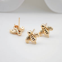 Load image into Gallery viewer, 4pcs Gold Bee Earring Post With Loop, S925 Silver Pin Nickel Free Earrings, Bee Ear Stud Loop, Hypoallergenic Earring Findings Z091