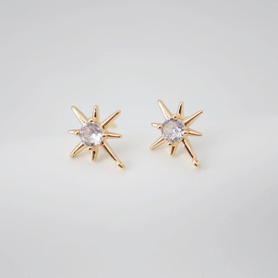 Star Pave Cubic Earring Post, Gold/Silver, S925 Silver Pin Nickel Free Earrings, Hypoallergenic Earring Findings ZX249
