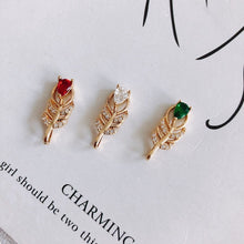 Load image into Gallery viewer, 10pcs CZ Pave Leaves Charm, Cubic Zircon Crystal Leaf Pendant, Bracelet Necklace Pendant, Gold Plated Charm,Jewelry Findings MY034-F121