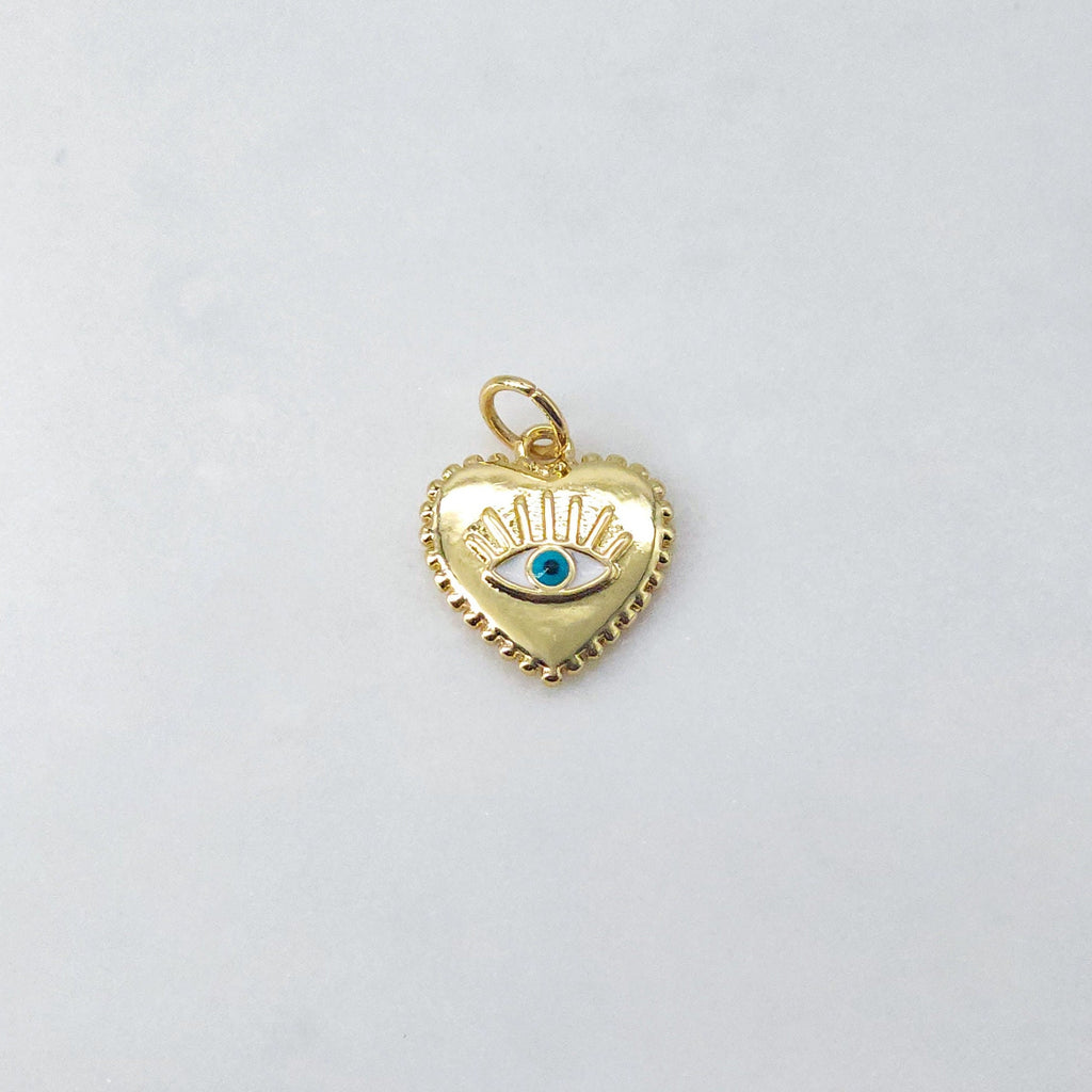 Dije de ojo malvado en forma de corazón, colgante de ojo esmaltado bañado en oro de 18 quilates, dije para hacer collares, accesorios de joyería S20624