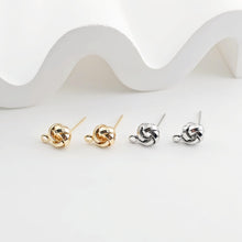 Load image into Gallery viewer, Round Wire Dough Earring Post with Loop, 18k Gold Chain Round Stud Earring Nickel Free, Hypoallergenic Earring Findings ZX271