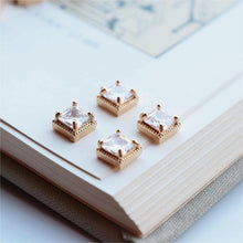 Load image into Gallery viewer, 10pcs CZ Pave Small Square Charm, Cubic Zircon Crystal Pendant, Bracelet Necklace Pendant, 14K Real Gold Plated, Jewelry Findings JY061-F138