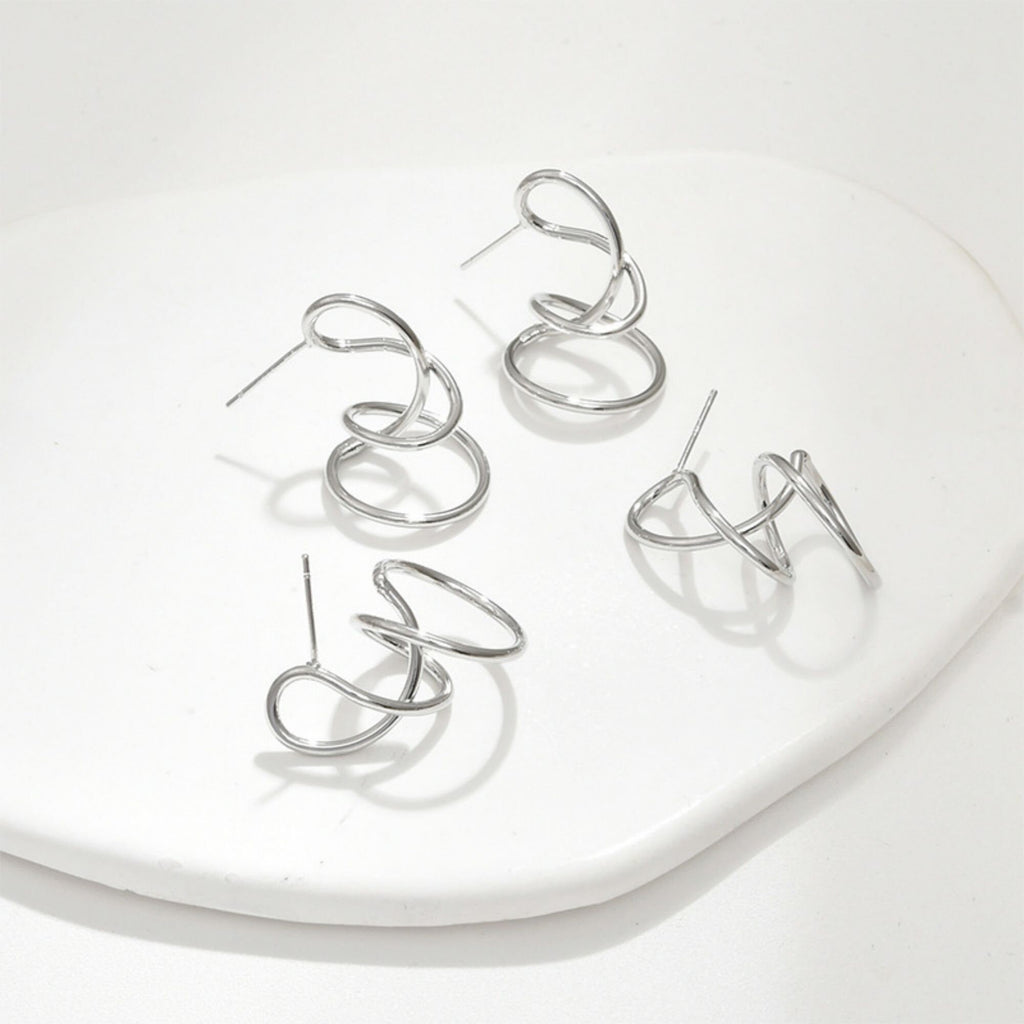 Wave Earring Post with Loop, 14K Gold/Silver, S925 Silver Pin Nickel Free Earrings, Wave Ear Stud with Loop LL189