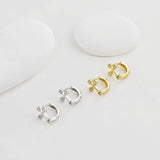 Cross Ear Hoops Pave CZ, Round Hoops, 13mm, 18K Gold Plated Leverback Earrings, Huggie Hoops Earring D0552