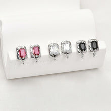 Load image into Gallery viewer, Rectangular CZ Pave Ear Post With Loop, S925 Silver Ear Pin Nickel Free, Gold/Silver Ear Stud, Hypoallergenic Earring Findings LL204