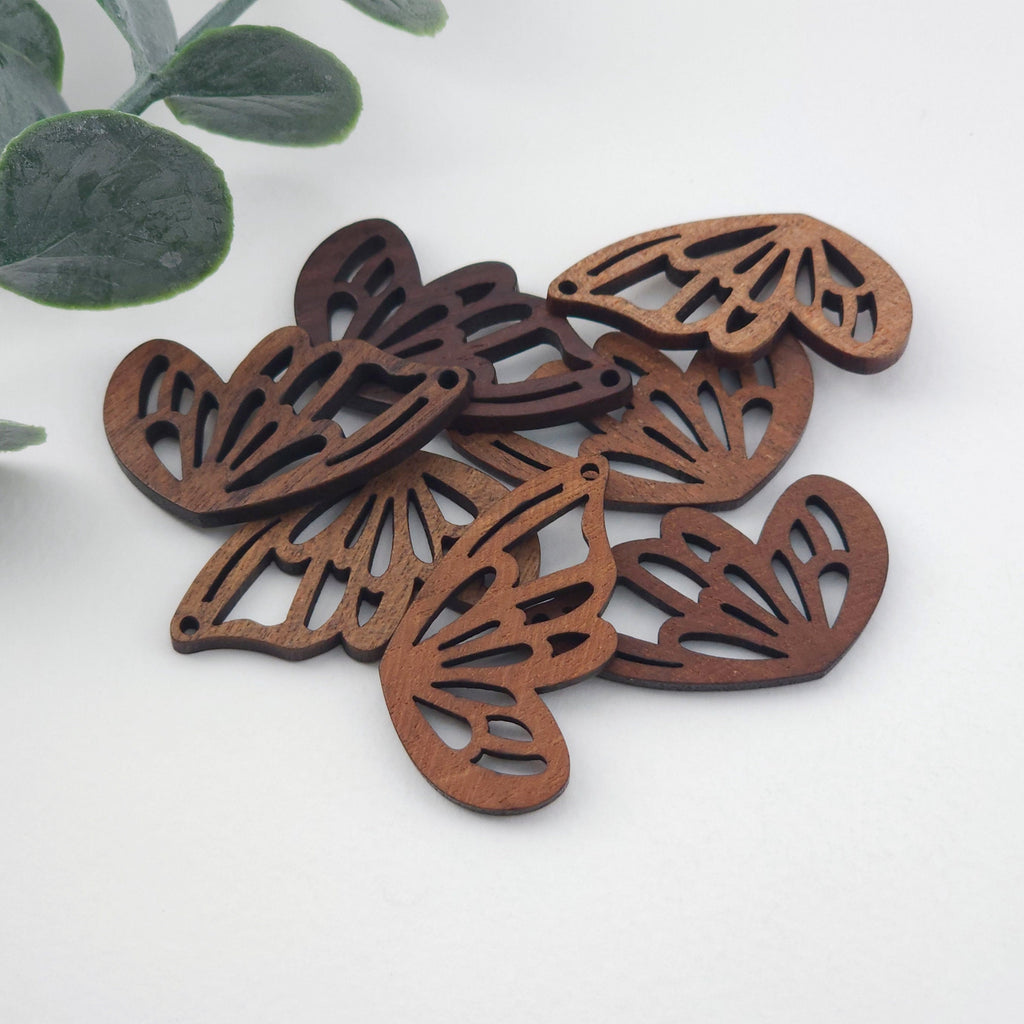 Butterfly Wing Wood Charms, Wooden Pendant, Reclaimed Walnut Wood, Geometric Statement Wood Earrings Diy Ideas JT990