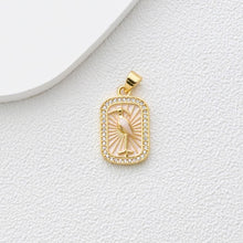 Load image into Gallery viewer, Rectangular Card Charm, Enamel Pendant, 18K Gold Plated, CZ Pave Pendant, Planet Pendant, Necklace Making Charm, Jewelry Findings S1360