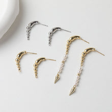 تحميل الصورة إلى عارض المعرض، قرط من سلسلة خرز دائرية ذهبية مع عمود، قرط مرصع خالٍ من النيكل، دبوس أذن من الفضة S925، نتائج قرط مضادة للحساسية GT050