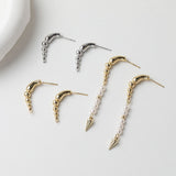 قرط من سلسلة خرز دائرية ذهبية مع عمود، قرط مرصع خالٍ من النيكل، دبوس أذن من الفضة S925، نتائج قرط مضادة للحساسية GT050