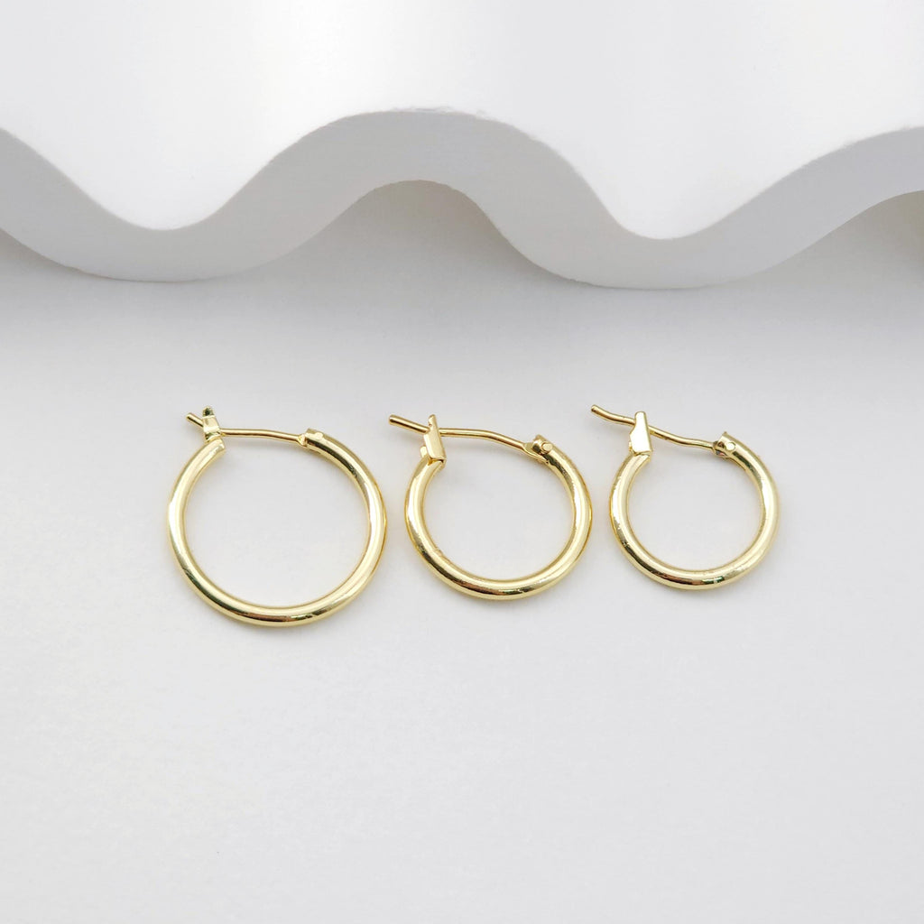 18K Gold Plated Round Hoop Earring, Huggie Hoops Earring Parts, Spring Ear Hoops, 16mm, 17mm, 20mm, 22mm, 25mm, hoop earrings D0265