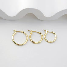 Load image into Gallery viewer, 18K Gold Plated Round Hoop Earring, Huggie Hoops Earring Parts, Spring Ear Hoops, 16mm, 17mm, 20mm, 22mm, 25mm, hoop earrings D0265