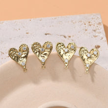 Load image into Gallery viewer, Gold Polished love heart CZ Earring Post,  14K Gold Nickel Free Earrings, S925 Silver Ear Pins, 19mm, Heart Shape Ear Stud with Loop LL239