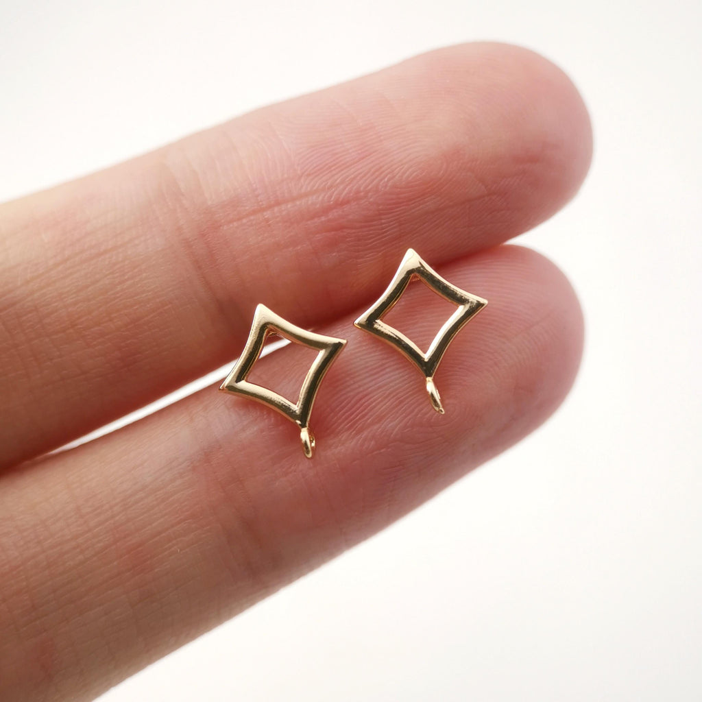 4pcs Gold Star Earring Post With Loop, S925 Silver Ear Pin Nickel Free Earrings, Ear Stud Loop, Hypoallergenic Earring Findings Z093