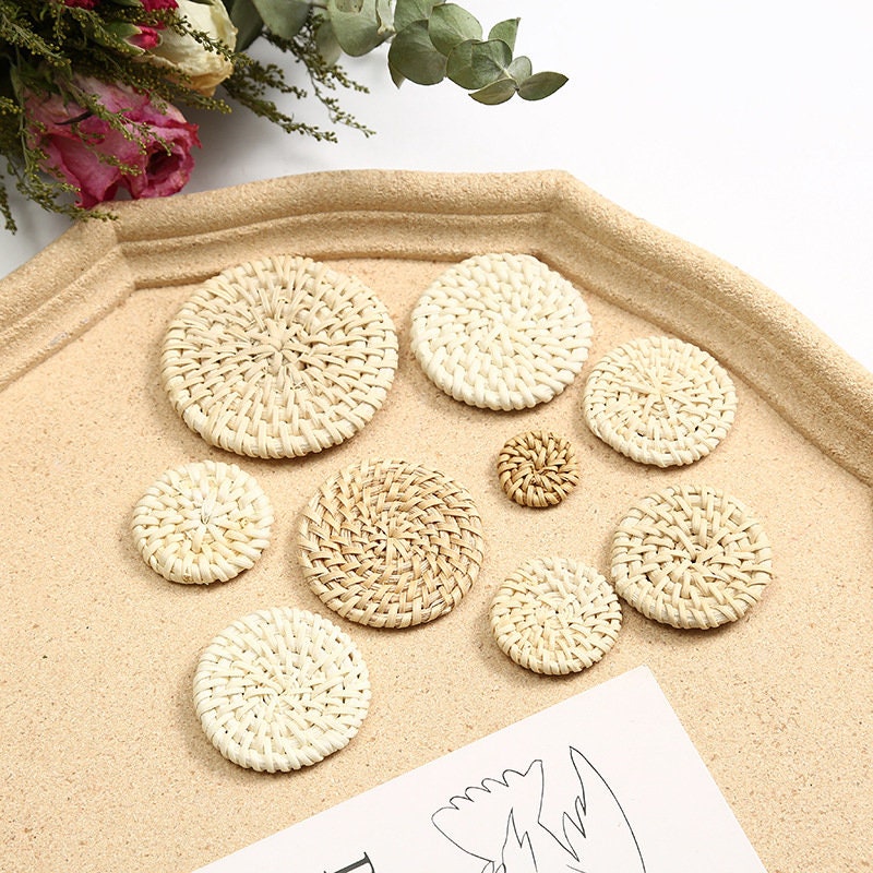 4PCS Rattan Weaving Circular Weave Earring Findings, Boho earring making, Vacation Style Hawaii Handmade Earring Finding BS007