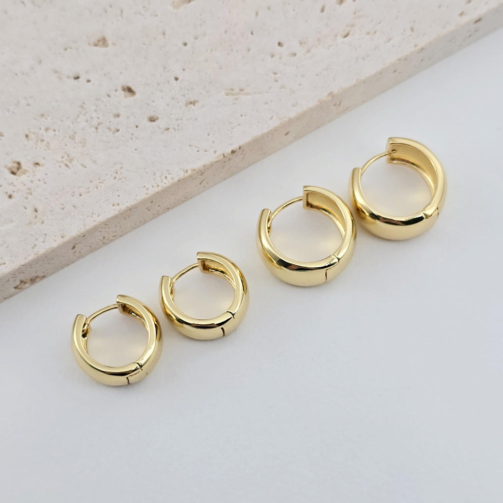 18K Gold Plated Round Hoop Earring, Huggie Hoops Earring Parts, Spring Ear Hoops, 17mm, 20mm, hoop earrings S1262