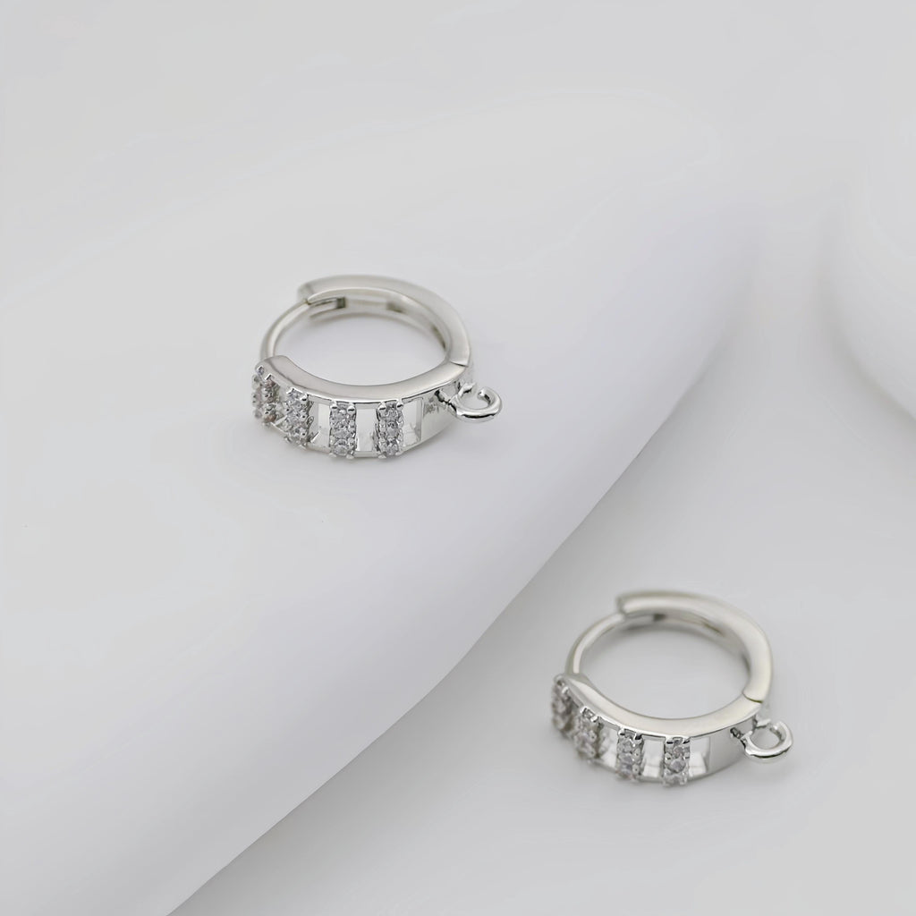 Cubic Zirconia Ear Hoops Multicolor Pave Crystal , 14mm, 18K Gold Plated Leverback Earrings, Huggie Hoops Earring D0546