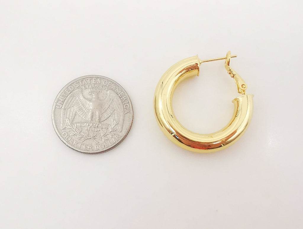 Gold Ear Hoops, 29x6mm, S925 Silver Pin, 18K Gold Plated Leverback Earrings, Huggie Hoops Earring S1066
