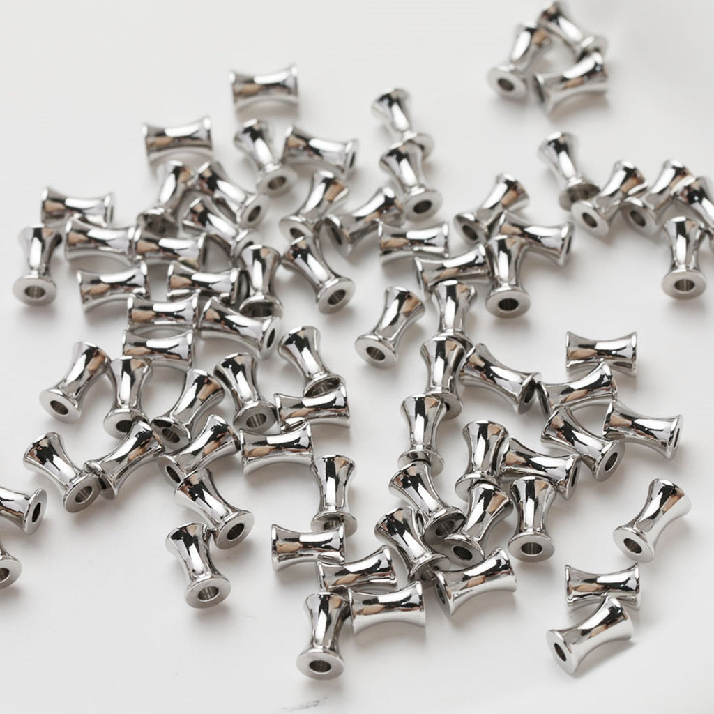 10 cuentas tubulares, cuentas espaciadoras, cuentas espaciadoras chapadas en oro/plata de 14 quilates, para hacer pulseras y collares, accesorio de joyería JG006