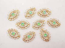 Load image into Gallery viewer, Evil Eye Connector Charm, 18K Gold Plated Micro CZ Pave Eye Connector, 15x21mm, Bracelet Making Charm, Jewelry Findings S316