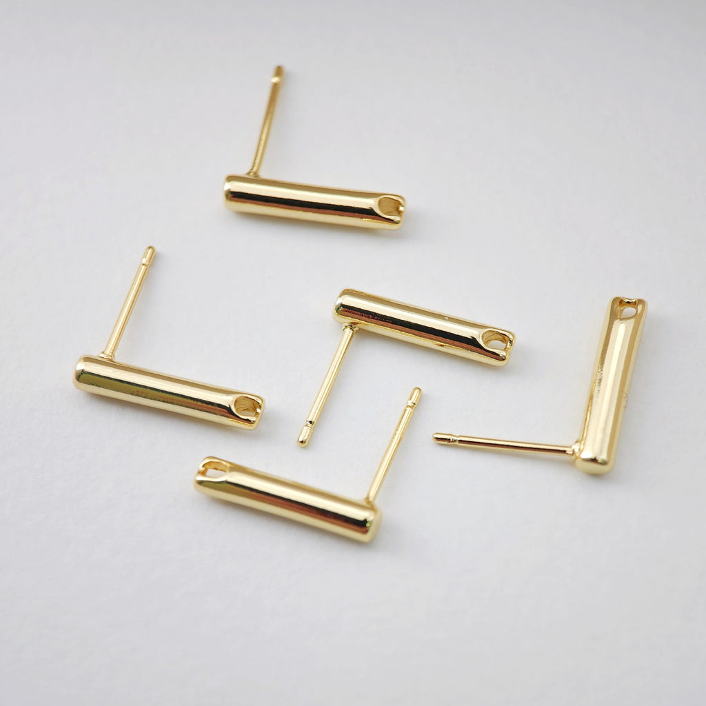 قرط أسطواني ذهبي مع ثقب، أقراط خالية من النيكل، قرط أذن، نتائج قرط مضادة للحساسية D0193