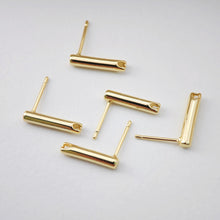 تحميل الصورة إلى عارض المعرض، قرط أسطواني ذهبي مع ثقب، أقراط خالية من النيكل، قرط أذن، نتائج قرط مضادة للحساسية D0193