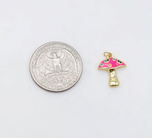 Load image into Gallery viewer, Enamel Mushroom Charm, Poisonous Mushroom, 18K Gold Plated Pendant, Necklace Making Charm, Jewelry Findings S20491
