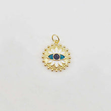 Load image into Gallery viewer, Evil Eye Charm Collection, Coin Pendant, 18K Gold Plated CZ Pave Eye Pendant, Necklace Making Charm, Jewelry Findings S20654