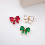 2pcs CZ Pave Bow Tie Charm, Cubic Zircon Crystal Bow Tie Pendant, Necklace Pendant, 14K Real Gold Plated, Jewelry Findings STG006-F019