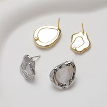Load image into Gallery viewer, Irregular Shell Earring Post, 14K Gold/Silver Plated, S925 Silver Pin Nickel Free Earrings, Hypoallergenic Earring Findings GZ368