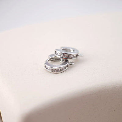 CZ Pave Earring Hoop, Gold Plated Huggie Hoop Earring with Loop, Huggie Hoops DIY Earring  Findings,Handmade Earring Supplies D0126