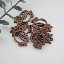 Load image into Gallery viewer, Owls Wood Charms, Wooden Pendant, Reclaimed Walnut Wood, Geometric Statement Wood Earrings Diy Ideas JT991