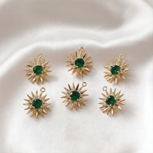 Load image into Gallery viewer, Danity Sun Shape Pendant, 14K Gold Plated, Crystal Charms, 15x17mm Jewelry Findings JH034